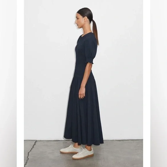 ME+EM Navy Midi Dress with Puff Sleeves - Picture 13 of 15